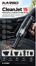 KARSO CleanJet 15 - aspiradora y sopladora inalámbrica para auto
