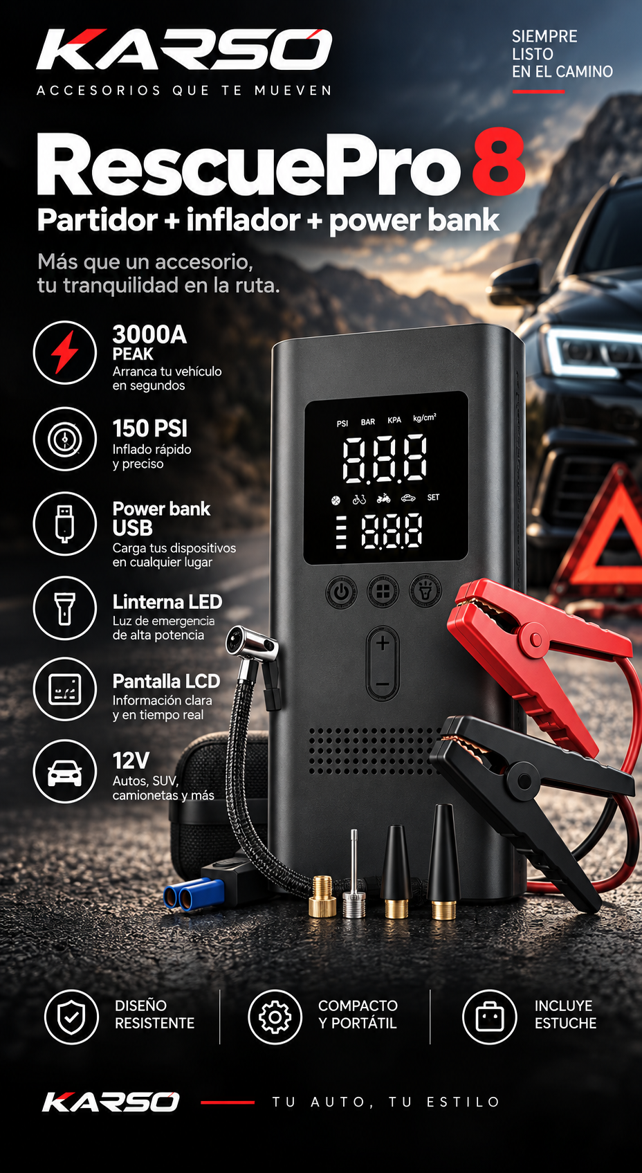 KARSO RescuePro 8 - partidor, inflador y power bank
